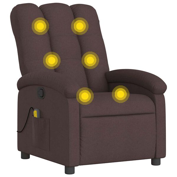 vidaXL Fauteuil de massage inclinable Marron fonc&eacute; Tissu