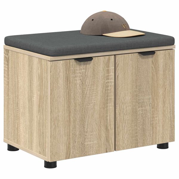 vidaXL Banc d'entr&eacute;e avec coussin Ch&ecirc;ne Sonoma 60 x 38 x 46 cm