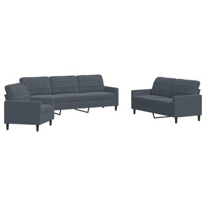 vidaXL Ensemble de canap&eacute;s 3 pcs avec coussins Gris fonc&eacute; Velours