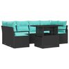 vidaXL Ensemble de canap&eacute; de jardin 7 pcs Noir et bleu polyrotin