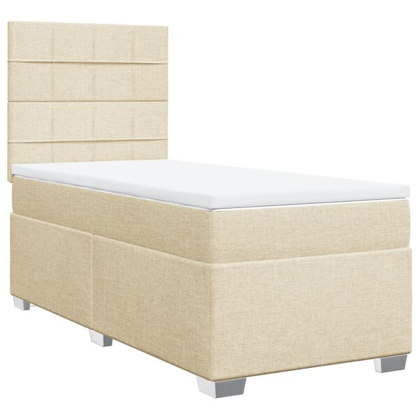 vidaXL Sommier &agrave; lattes de lit avec matelas Cr&egrave;me 80x200 cm Tissu