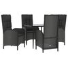 vidaXL Ensemble à manger de jardin coussins 5pcs Noir Résine tressée