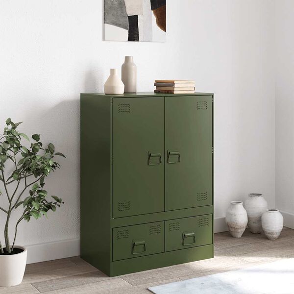 vidaXL Buffet vert olive 67x39x95 cm acier