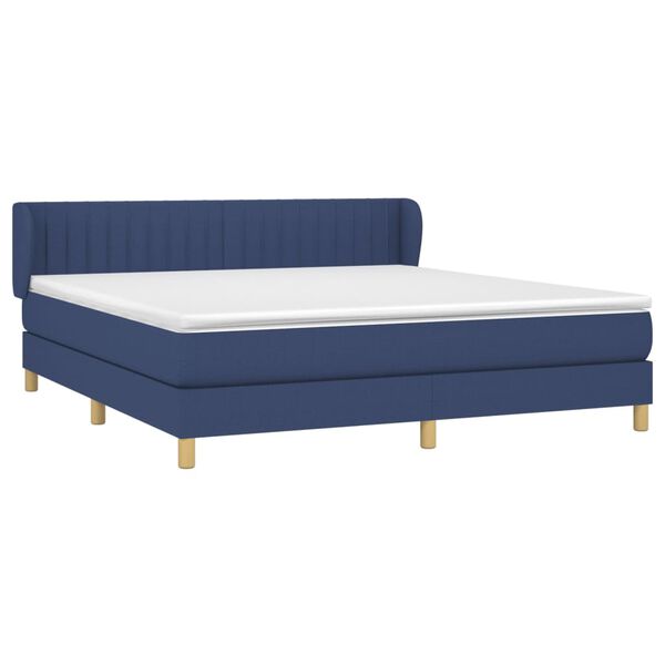 vidaXL Sommier &agrave; lattes de lit avec matelas Bleu 160x200 cm Tissu