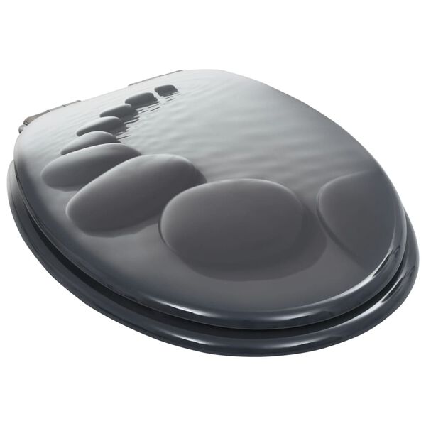 vidaXL lot de 2 Sièges WC MDF couvercle à fermeture en douceur Pierres