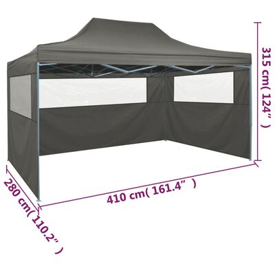 vidaXL Tente de réception pliable avec 3 parois 3x4 m Acier Anthracite