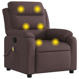 vidaXL Fauteuil de massage inclinable Marron fonc&eacute; Tissu