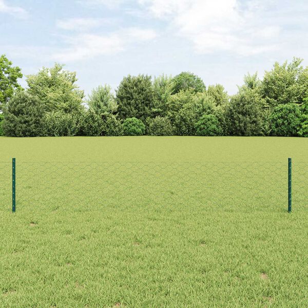 vidaXL Cl&ocirc;ture avec poteau Vert 0,4 x 25 m Acier