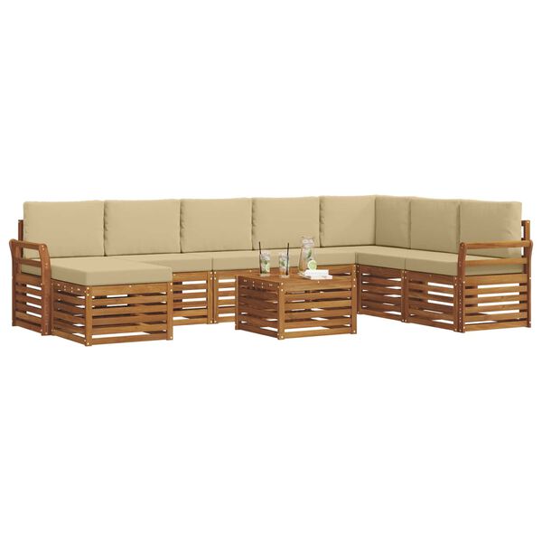 vidaXL Ensemble de canap&eacute; d'angle avec coussin 9 pcs Naturel et Beige