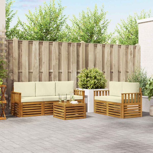vidaXL Ensembles de canap&eacute;s avec coussin 6 pcs Naturel et Cr&egrave;me