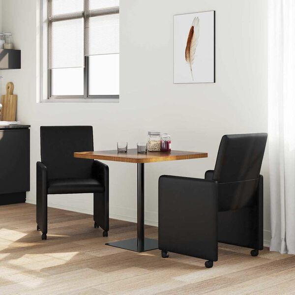vidaXL Chaises de Salle &agrave; Manger avec Roues 2 pcs Noir 57 x 66 x 94 cm