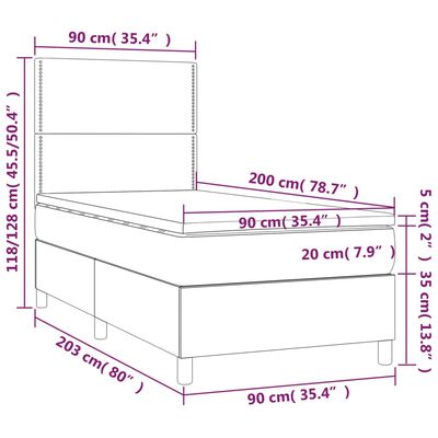 vidaXL Sommier à lattes de lit avec matelas Noir 90x200 cm Similicuir