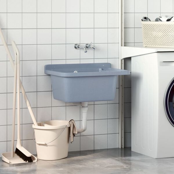 vidaXL Lavabo pour montage murale gris 60x40x28 cm r&eacute;sine