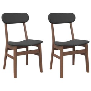 vidaXL Chaises &agrave; manger coussins 2 pcs marron bois massif caoutchouc