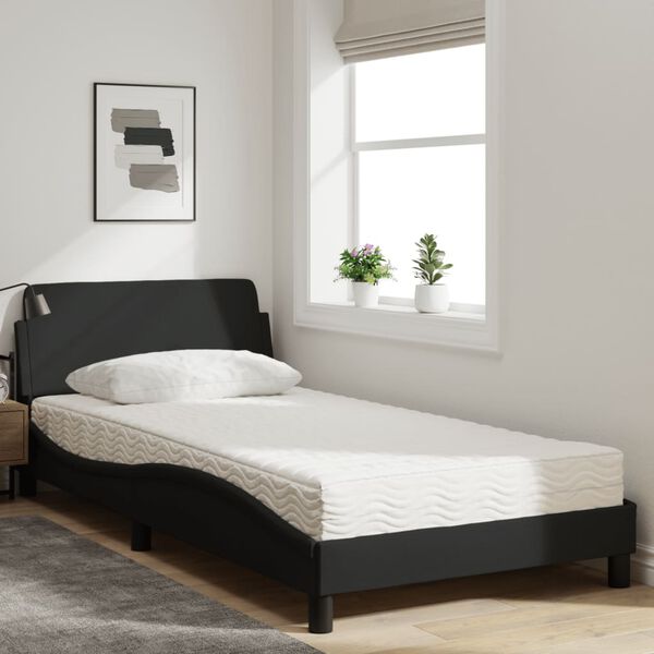 vidaXL Lit avec matelas Dover noir 100x200 cm tissu