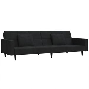 vidaXL Canap&eacute;-lit &agrave; 2 places avec deux oreillers Noir Velours