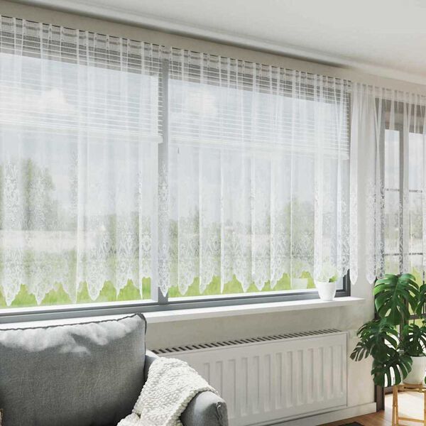 vidaXL Rideau en Dentelle Floral Blanc 160 x 1200 cm Polyester