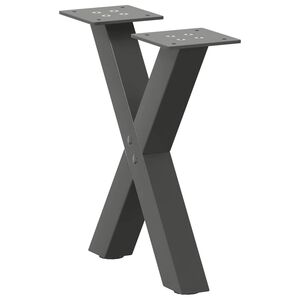 vidaXL Pieds de table basse en forme de X, 2 pi&egrave;ces, anthracite, 30 x (30-31) cm, acier