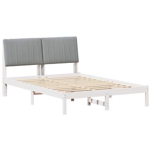 vidaXL Cadre de lit avec t&ecirc;te de lit Blanc 135 x 190 cm Pin massif