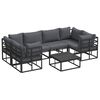 vidaXL Ensemble de canap&eacute; de jardin avec coussin 7 pcs Noir Aluminium