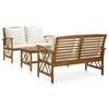 vidaXL Salon de jardin 3 pcs avec coussins Bois d'acacia massif