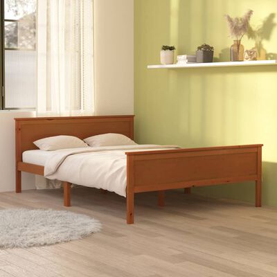 vidaXL Cadre de lit Marron miel Bois de pin massif 140x200 cm