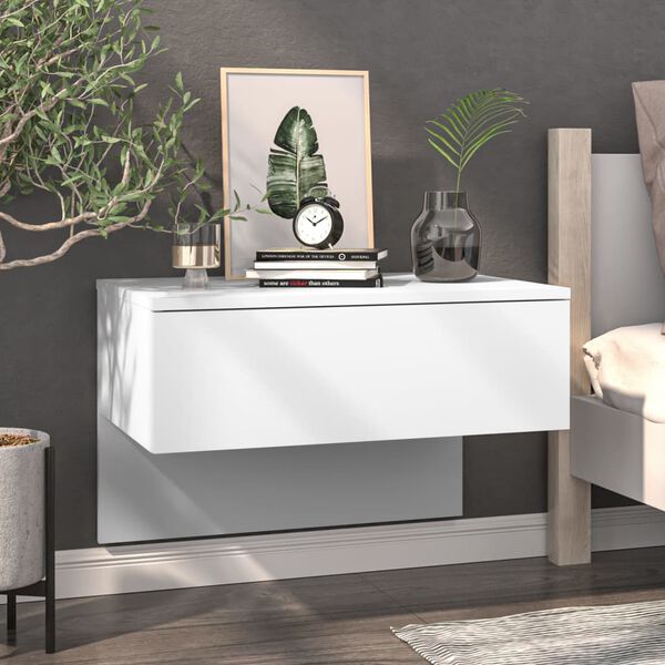 vidaXL Tables de chevet murales 2 pcs Blanc