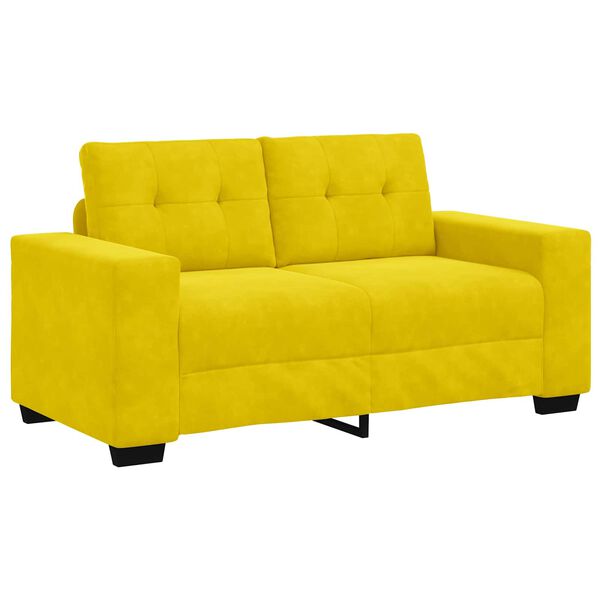 vidaXL | Canap&eacute; Loveseat | avec coussin Jaune Velours