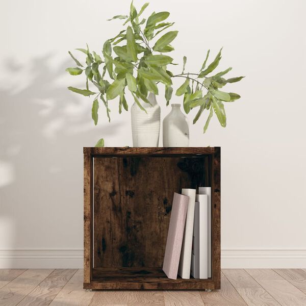 vidaXL Table d'appoint Ch&ecirc;ne fum&eacute; 33x33x34,5 cm Bois d'ing&eacute;nierie