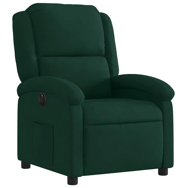 vidaXL Fauteuil inclinable &eacute;lectrique vert fonc&eacute; velours