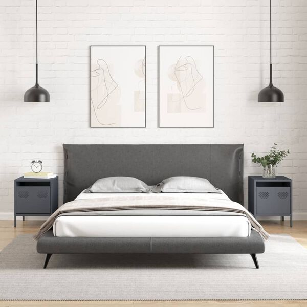 vidaXL Tables de chevet 2 pcs anthracite 35x39x43,5 cm acier