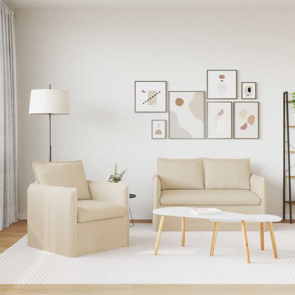 vidaXL Canap&eacute; 120cm 2 pcs Cr&egrave;me M&eacute;tал