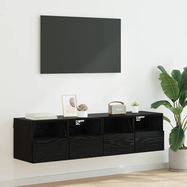 vidaXL Meubles TV muraux 2 pcs Ch&ecirc;ne noir 60 x 30 x 30 cm