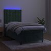 vidaXL Sommier &agrave; lattes de lit et matelas et LED Vert fonc&eacute; 80x200 cm