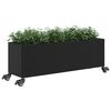 vidaXL Jardini&egrave;re avec roulettes et 3 pots noir 107x32x38 cm rotin