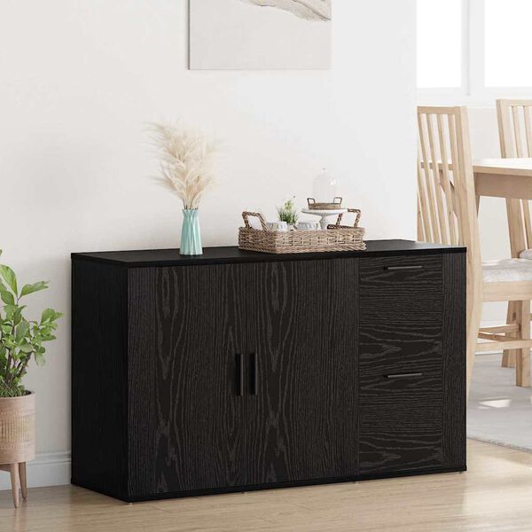 vidaXL avec tiroir Ch&ecirc;ne noir 100 x 33 x 59,5 cm Bois d'ing&eacute;nierie