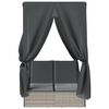 vidaXL Chaise longue double avec toit et rideaux gris clair poly rotin