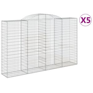 vidaXL Paniers &agrave; gabions arqu&eacute;s 5 pcs 300x50x180/200 cm fer galvanis&eacute;