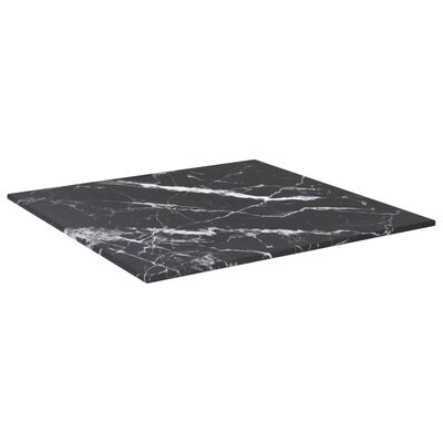 vidaXL Dessus de table noir 40x40 cm 6 mm verre trempé design marbre
