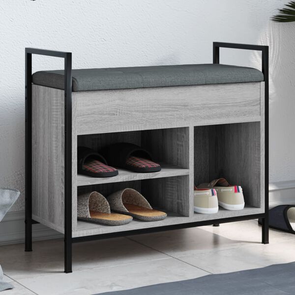 vidaXL Banc &agrave; chaussures sonoma gris 65,5x32x57,5 cm bois d'ing&eacute;nierie