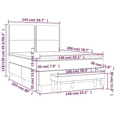 vidaXL Sommier à lattes de lit avec matelas Rose 140x200 cm Velours