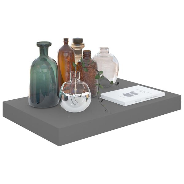 vidaXL &Eacute;tag&egrave;re murale flottante 2 pcs Gris brillant 40x23x3,8 cm MDF