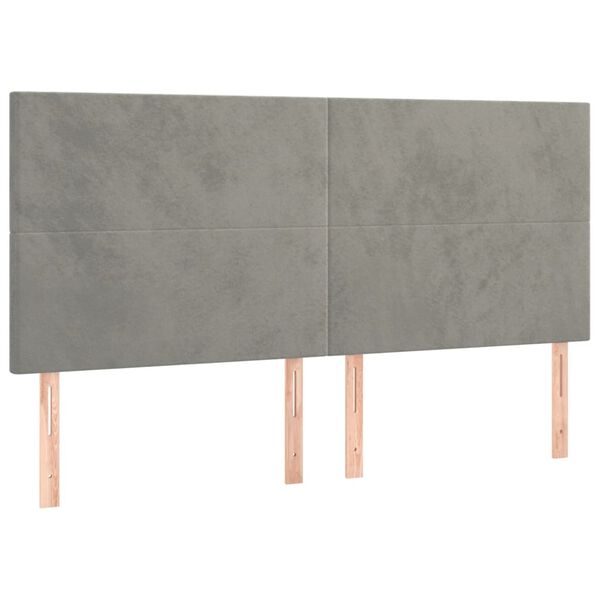 vidaXL T&ecirc;te de lit Gris clair 200x5x118/128 cm Velours
