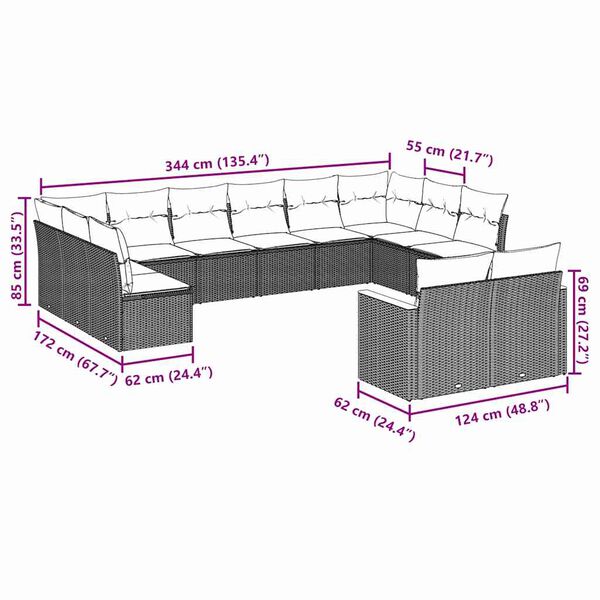 vidaXL Salon de jardin 7 pcs avec coussins noir r&eacute;sine tress&eacute;e