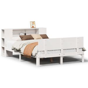 vidaXL Lit biblioth&egrave;que sans matelas blanc 120x190 cm bois pin massif