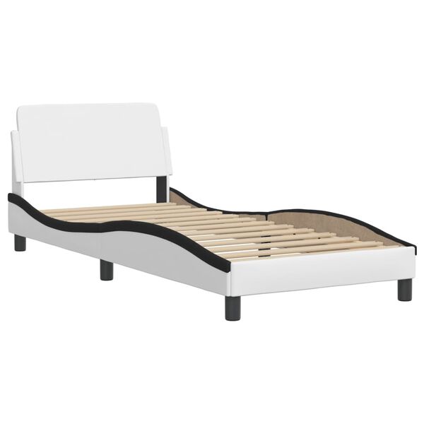 vidaXL Cadre de lit sans matelas Zadar blanc et noir 80x200 cm similicuir
