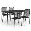vidaXL Ensemble &agrave; manger de jardin 5 pcs Corde en coton et acier Noir
