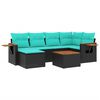 vidaXL Salon de jardin 7 pcs avec coussins noir r&eacute;sine tress&eacute;e