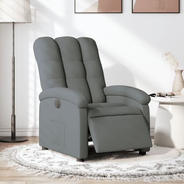 vidaXL Fauteuil inclinable &eacute;lectrique Gris fonc&eacute; Tissu