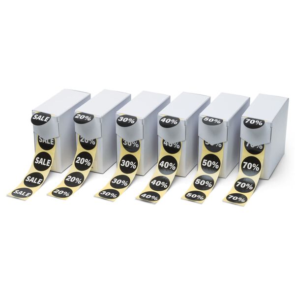rillprint Autocollants de remises 250 pcs x 5 rouleaux Noir et blanc